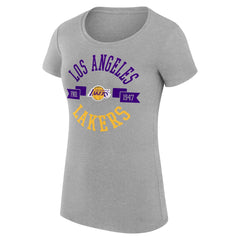 Los Angeles Lakers G-III 4Her by Carl Banks Women's Super-Slim Fit Lightweight Large City Logo T-Shirt Heather Gray