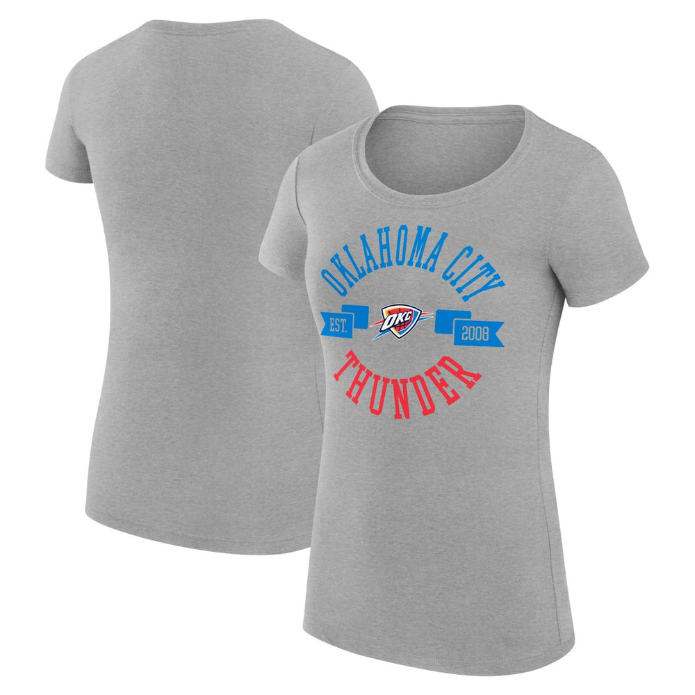 Oklahoma City Thunder G-III 4Her by Carl Banks Women's Super-Slim Fit Lightweight Large City Logo T-Shirt Heather Gray