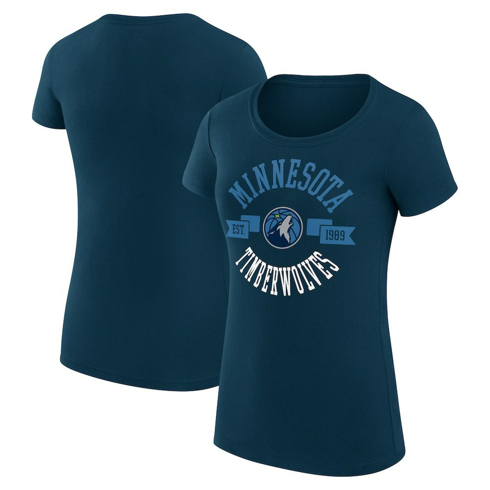 Minnesota Timberwolves G-III 4Her by Carl Banks Women's Super-Slim Fit Lightweight Large City Logo T-Shirt Navy