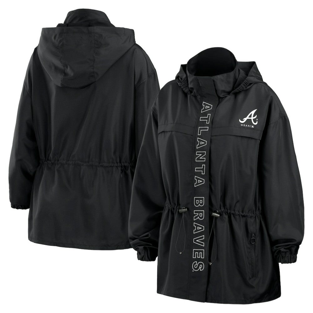 Atlanta Braves WEAR by Erin Andrews Women's Full-Zip Windbreaker Hoodie Jacket Outlet