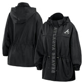 Atlanta Braves WEAR by Erin Andrews Women's Full-Zip Windbreaker Hoodie Jacket Outlet