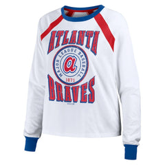 Atlanta Braves WEAR by Erin Andrews Women's Raglan Long Sleeve T-Shirt Outlet