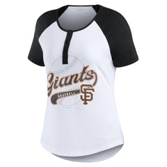 San Francisco Giants WEAR by Erin Andrews Women's Fitted Henley Raglan T-Shirt Discount