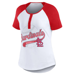 St. Louis Cardinals WEAR by Erin Andrews Women's Fitted Henley Raglan T-Shirt Outlet