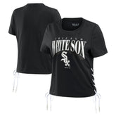 Chicago White Sox WEAR by Erin Andrews Women's Side Lace-Up Cropped T-Shirt Outlet