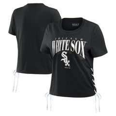 Chicago White Sox WEAR by Erin Andrews Women's Side Lace-Up Cropped T-Shirt Outlet