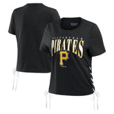 Pittsburgh Pirates WEAR by Erin Andrews Women's Side Lace-Up Cropped T-Shirt Near Me