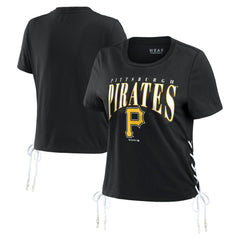 Pittsburgh Pirates WEAR by Erin Andrews Women's Side Lace-Up Cropped T-Shirt Near Me