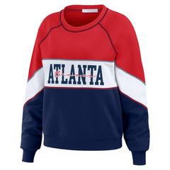 Atlanta Braves WEAR by Erin Andrews Women's Color Block Crew Neck Pullover Sweatshirt Near Me