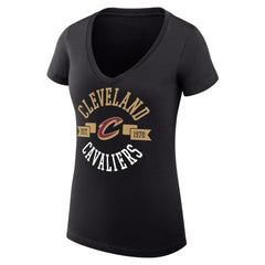Cleveland Cavaliers G-III 4Her by Carl Banks Women's Super-Slim Fit Lightweight Large City Logo V-Neck T-Shirt Black