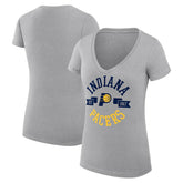Indiana Pacers G-III 4Her by Carl Banks Women's Super-Slim Fit Lightweight Large City Logo V-Neck T-Shirt Heather Gray