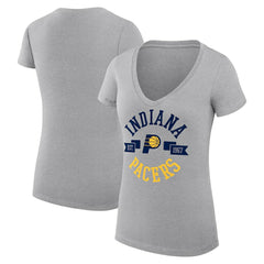 Indiana Pacers G-III 4Her by Carl Banks Women's Super-Slim Fit Lightweight Large City Logo V-Neck T-Shirt Heather Gray