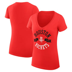 Houston Rockets G-III 4Her by Carl Banks Women's Super-Slim Fit Lightweight Large City Logo V-Neck T-Shirt Red