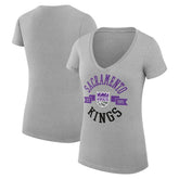 Sacramento Kings G-III 4Her by Carl Banks Women's Super-Slim Fit Lightweight Large City Logo V-Neck T-Shirt Heather Gray