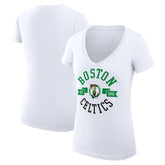 Boston Celtics G-III 4Her by Carl Banks Women's Super-Slim Fit Lightweight Large City Logo V-Neck T-Shirt White