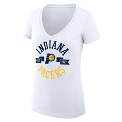 Indiana Pacers G-III 4Her by Carl Banks Women's Super-Slim Fit Lightweight Large City Logo V-Neck T-Shirt White