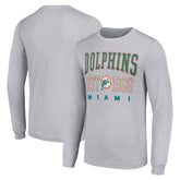 Miami Dolphins Starter Throwback Logo Long Sleeve T-Shirt - Heather Gray - NFL
