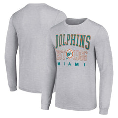 Miami Dolphins Starter Throwback Logo Long Sleeve T-Shirt - Heather Gray - NFL