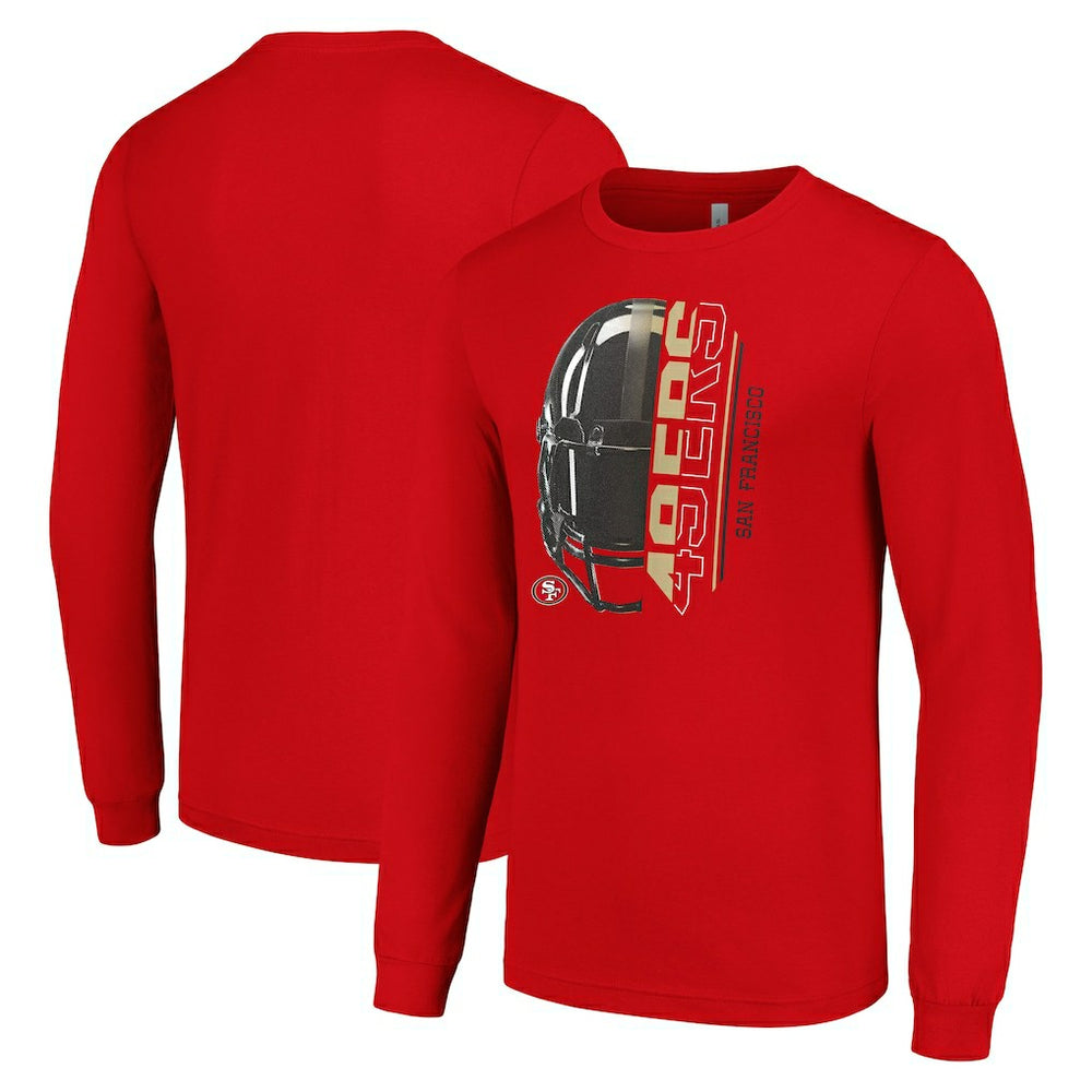 San Francisco 49ers Starter Half Helmet Logo Long Sleeve T-Shirt - Scarlet - NFL