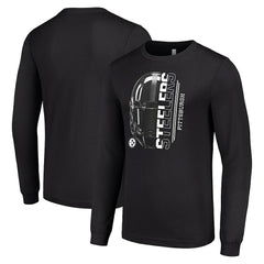 Pittsburgh Steelers Starter Half Helmet Logo Long Sleeve T-Shirt - Black - NFL
