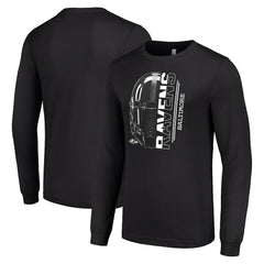 Baltimore Ravens Starter Half Helmet Logo Long Sleeve T-Shirt - Black - NFL