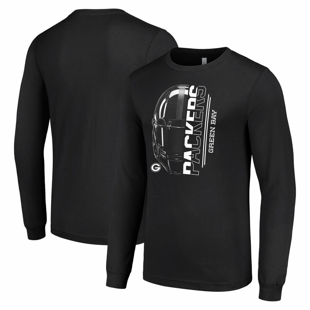 Green Bay Packers Starter Half Helmet Logo Long Sleeve T-Shirt - Black - NFL