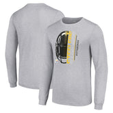Pittsburgh Steelers Starter Half Helmet Logo Long Sleeve Heathered T-Shirt - Heather Gray - NFL