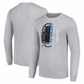 Detroit Lions Starter Half Helmet Logo Long Sleeve Heathered T-Shirt - Heather Gray - NFL