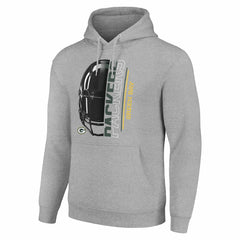Green Bay Packers Starter Unisex Half Helmet Logo Pullover Hoodie - Heather Gray - NFL