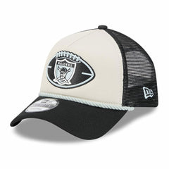 Las Vegas Raiders New Era 2024 Sideline Historic 9FORTY A-Frame Trucker Adjustable Hat - Stone/Black - NFL