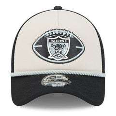 Las Vegas Raiders New Era 2024 Sideline Historic 9FORTY A-Frame Trucker Adjustable Hat - Stone/Black - NFL