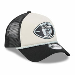 Las Vegas Raiders New Era 2024 Sideline Historic 9FORTY A-Frame Trucker Adjustable Hat - Stone/Black - NFL