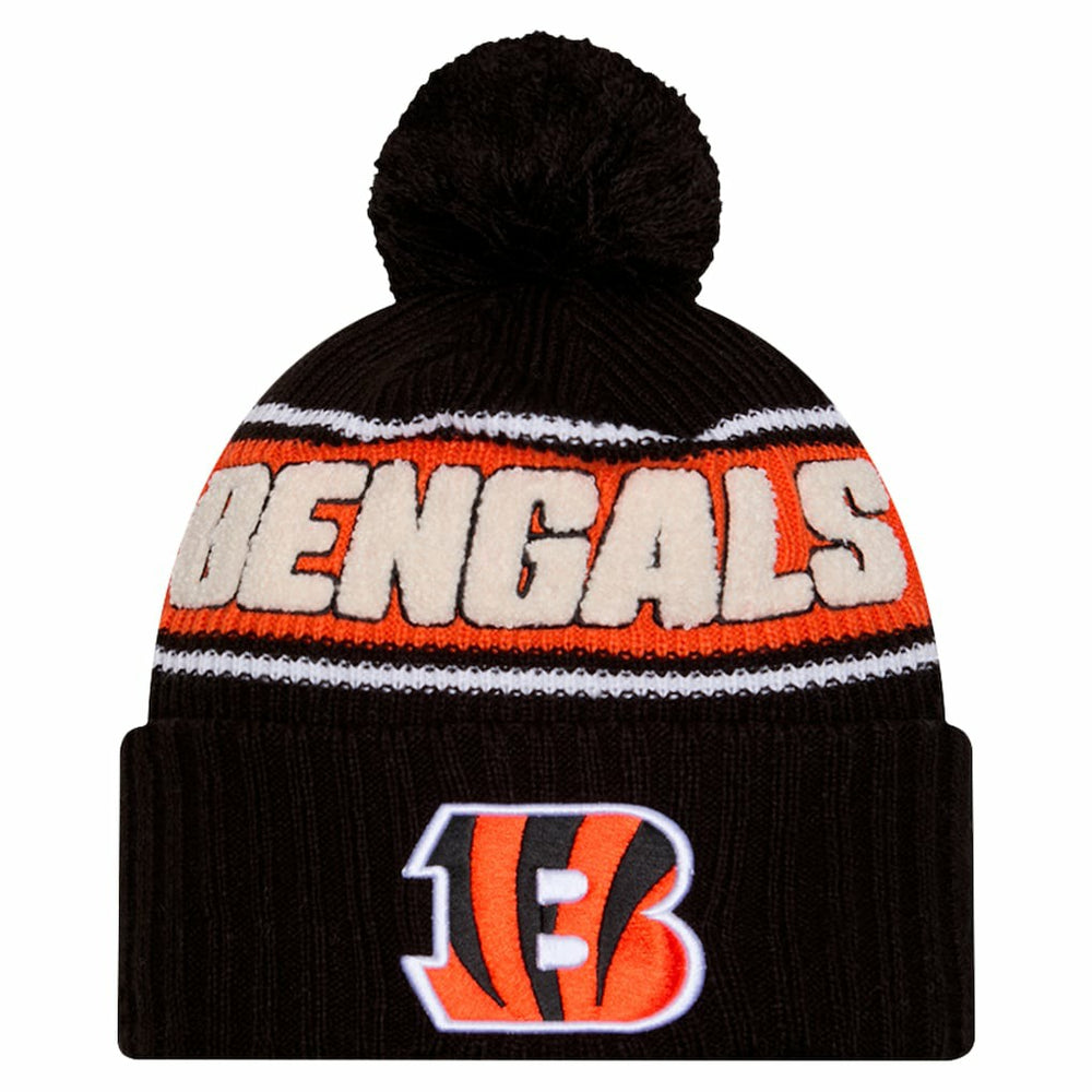 Cincinnati Bengals New Era 2024 Sideline Cuffed Knit Hat with Pom - Black - NFL