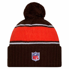 Cleveland Browns New Era 2024 Sideline Cuffed Knit Hat with Pom - Brown - NFL