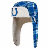 Indianapolis Colts New Era Sideline Plaid Sherpa Trapper Hat - Royal - NFL