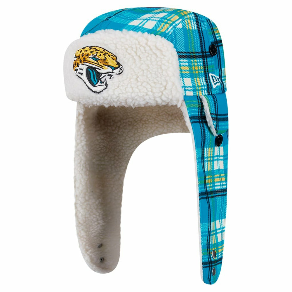 Jacksonville Jaguars New Era Sideline Plaid Sherpa Trapper Hat - Teal - NFL