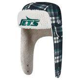 New York Jets New Era Sideline Plaid Sherpa Trapper Hat - Black - NFL
