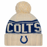 Indianapolis Colts New Era Women's 2024 Sideline Cuffed Knit Hat with Pom - Cream - NFL