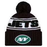 New York Jets New Era Youth 2024/25 Sideline Cuffed Knit Hat with Pom - Black - NFL