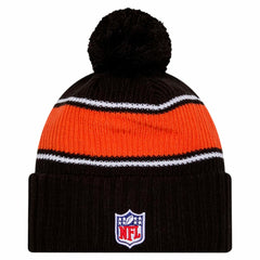 Cincinnati Bengals New Era Youth 2024 Sideline Sport Cuffed Knit Hat with Pom - Black - NFL