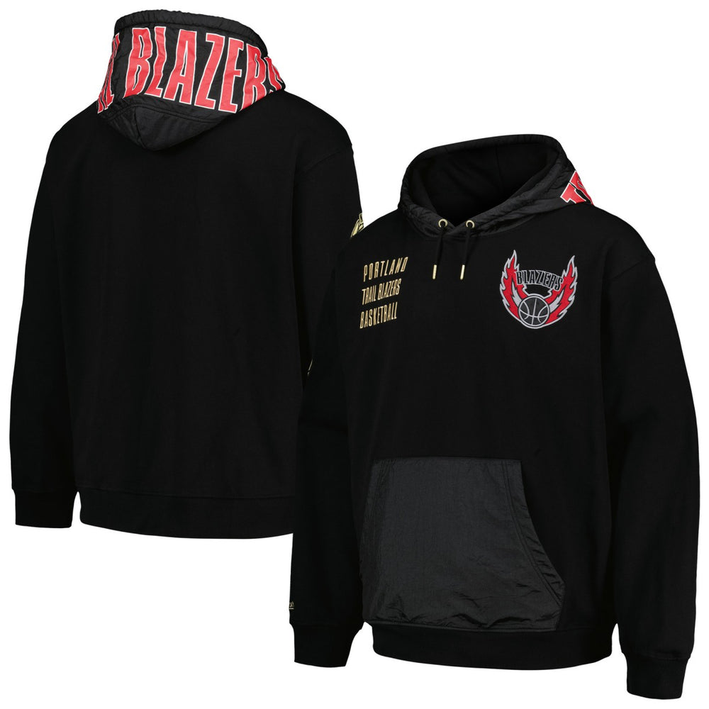 Mitchell & Ness Portland Trail Blazers Team OG 2.0 Vintage Logo Fleece Pullover Hoodie Black