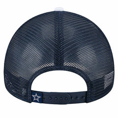 Dallas Cowboys New Era Sport Night Color Block 9FORTY A-Frame Trucker Adjustable Hat - White/Navy - NFL