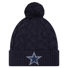 Dallas Cowboys New Era Women's Cable Knit Hat with Pom - Navy - NFL