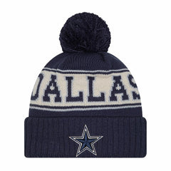 Dallas Cowboys New Era Youth Retro Cuffed Knit Hat with Pom - Navy - NFL