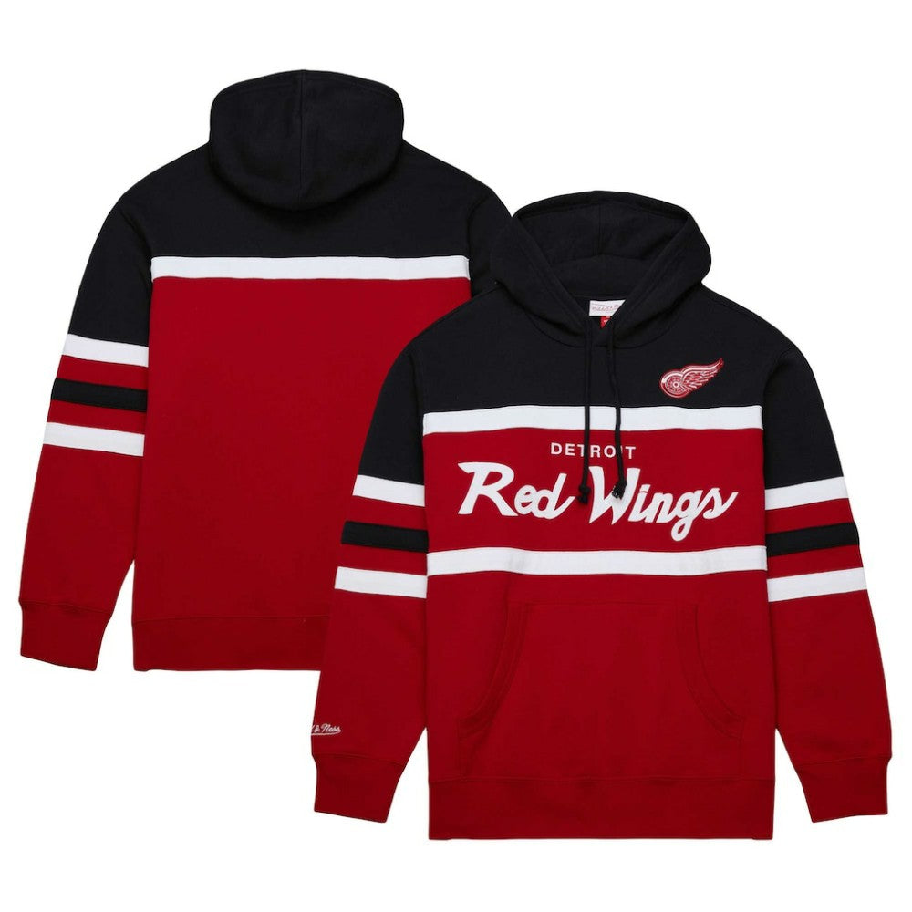 Detroit Red Wings Mitchell & Ness Head Coach Pullover Hoodie - Red/Black | NHL Lifestyle