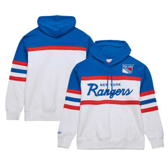 New York Rangers Mitchell & Ness Head Coach Pullover Hoodie - White/Blue | NHL Lifestyle