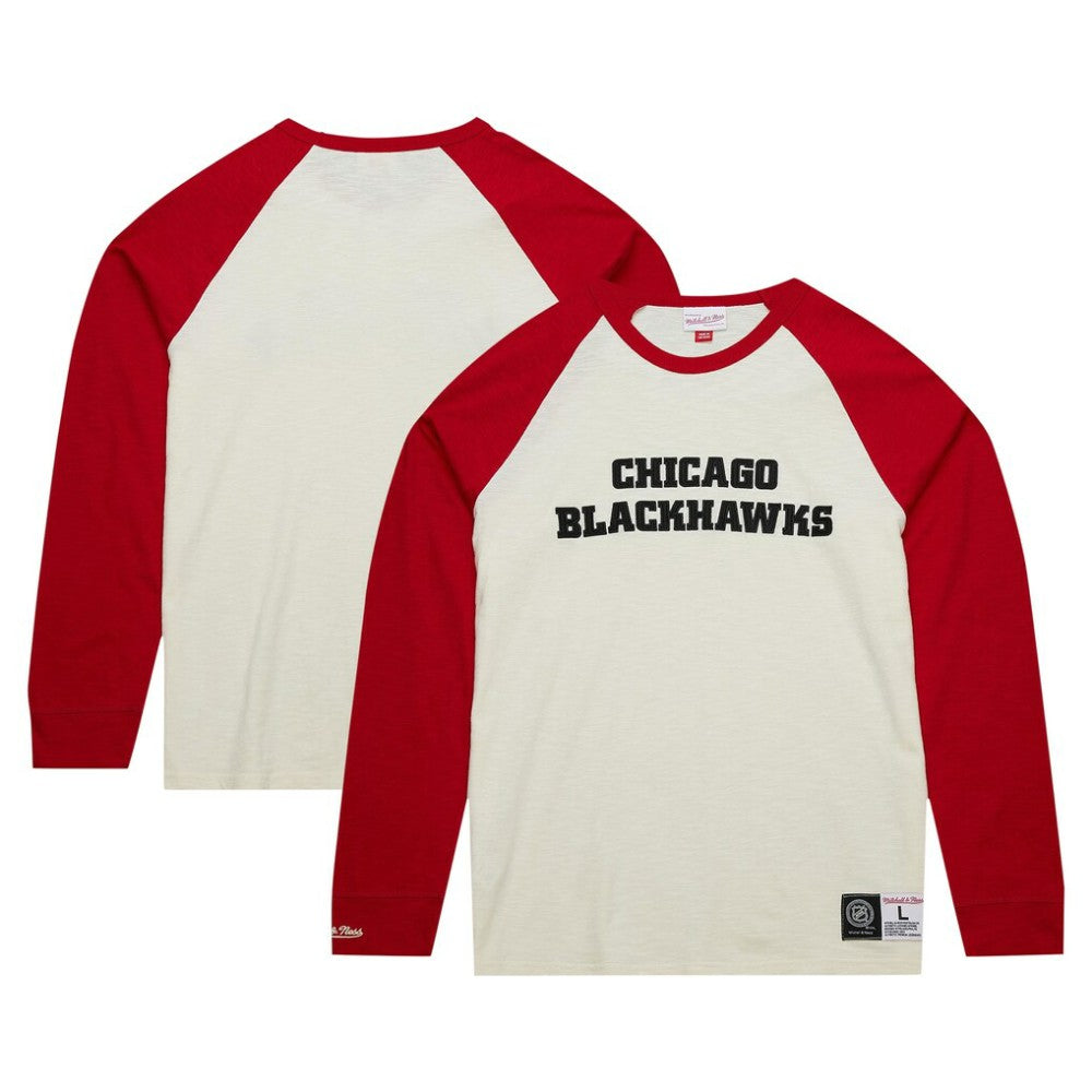 Chicago Blackhawks Mitchell & Ness Legendary Slub Vintage Raglan Long Sleeve T-Shirt - Cream | NHL discount