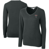 Atlanta Falcons Cutter & Buck Women's Throwback Logo Lakemont Tri-Blend V-Neck Pullover Sweater - Heather Charcoal - NFL