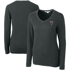 Atlanta Falcons Cutter & Buck Women's Throwback Logo Lakemont Tri-Blend V-Neck Pullover Sweater - Heather Charcoal - NFL