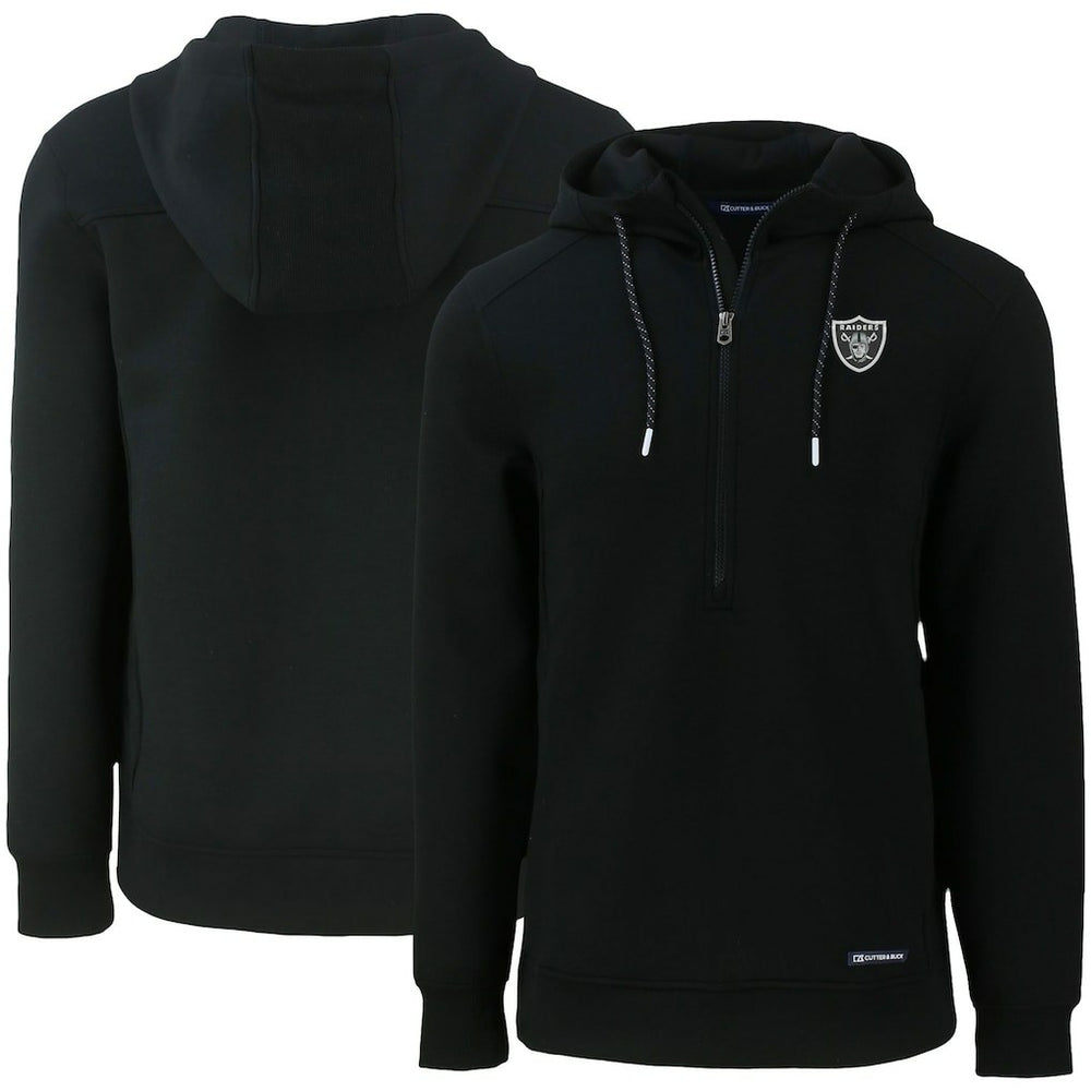 Las Vegas Raiders Cutter & Buck Primary Mark Roam Eco Recycled Half-Zip Pullover Hoodie - Black - NFL